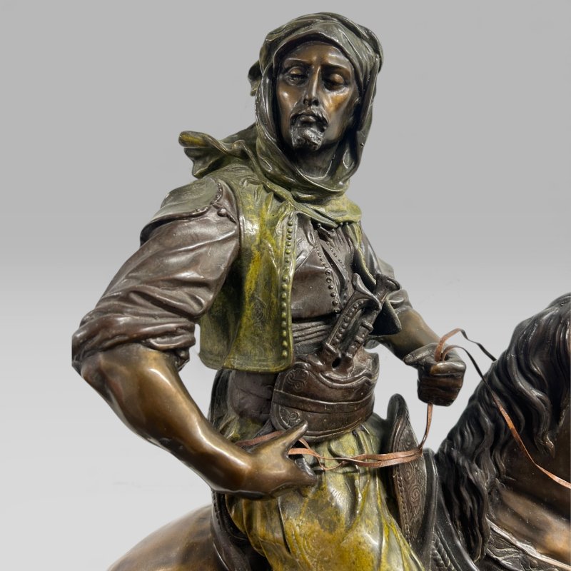 Antique French Bronze Sculpture Arab Horseman After Barye & Guillemin, 75 cm - Image 16